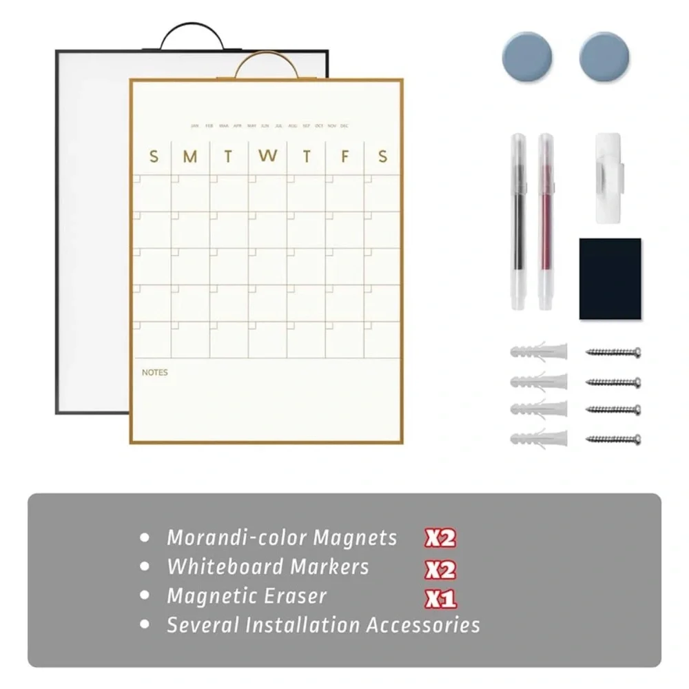 White and Gold Dry Erase Calendar Board Set